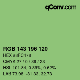 カラーコード: RGB 143 196 120 | qconv.com