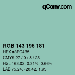 カラーコード: RGB 143 196 181 | qconv.com
