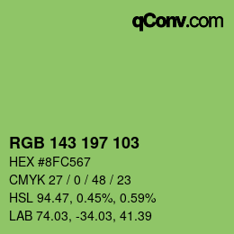 Color code: RGB 143 197 103 | qconv.com