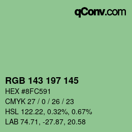 カラーコード: RGB 143 197 145 | qconv.com