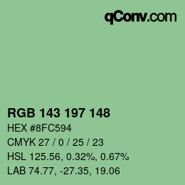 カラーコード: RGB 143 197 148 | qconv.com