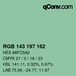 Color code: RGB 143 197 162 | qconv.com
