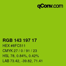 颜色代码: RGB 143 197 17 | qconv.com
