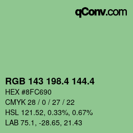カラーコード: RGB 143 198.4 144.4 | qconv.com