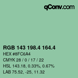 カラーコード: RGB 143 198.4 164.4 | qconv.com