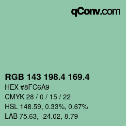 カラーコード: RGB 143 198.4 169.4 | qconv.com