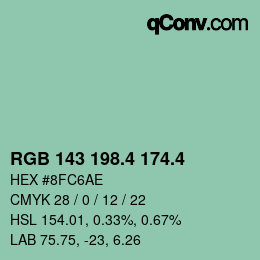 カラーコード: RGB 143 198.4 174.4 | qconv.com