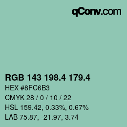 カラーコード: RGB 143 198.4 179.4 | qconv.com
