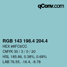 カラーコード: RGB 143 198.4 204.4 | qconv.com