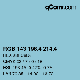 カラーコード: RGB 143 198.4 214.4 | qconv.com