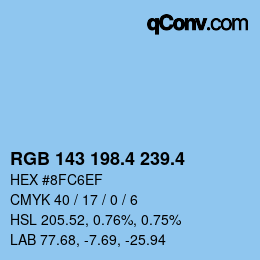 カラーコード: RGB 143 198.4 239.4 | qconv.com