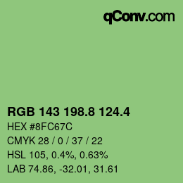 カラーコード: RGB 143 198.8 124.4 | qconv.com