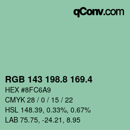 カラーコード: RGB 143 198.8 169.4 | qconv.com