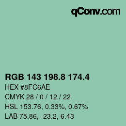 カラーコード: RGB 143 198.8 174.4 | qconv.com