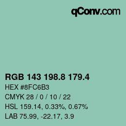 カラーコード: RGB 143 198.8 179.4 | qconv.com