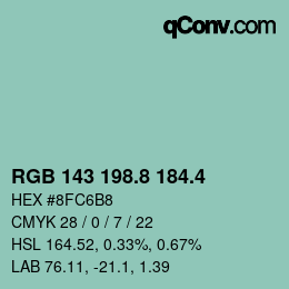 カラーコード: RGB 143 198.8 184.4 | qconv.com