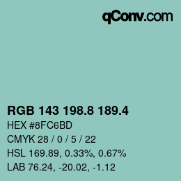 カラーコード: RGB 143 198.8 189.4 | qconv.com