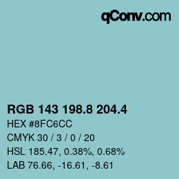 カラーコード: RGB 143 198.8 204.4 | qconv.com