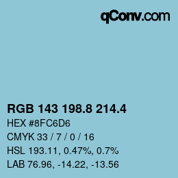 カラーコード: RGB 143 198.8 214.4 | qconv.com