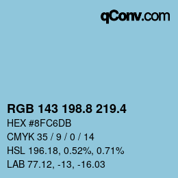 カラーコード: RGB 143 198.8 219.4 | qconv.com