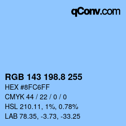カラーコード: RGB 143 198.8 255 | qconv.com