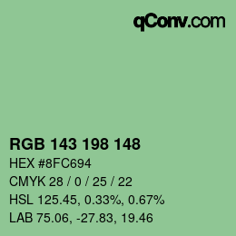 Color code: RGB 143 198 148 | qconv.com