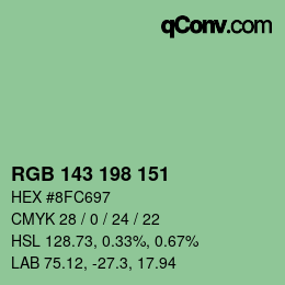 カラーコード: RGB 143 198 151 | qconv.com