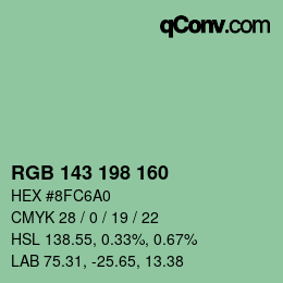 カラーコード: RGB 143 198 160 | qconv.com