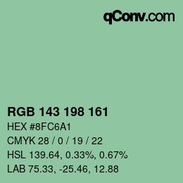 カラーコード: RGB 143 198 161 | qconv.com