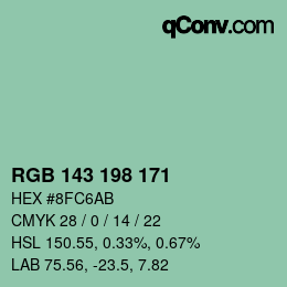 Color code: RGB 143 198 171 | qconv.com