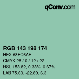 Color code: RGB 143 198 174 | qconv.com