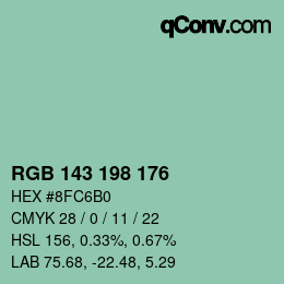 Color code: RGB 143 198 176 | qconv.com