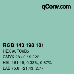 カラーコード: RGB 143 198 181 | qconv.com