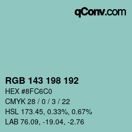 Color code: RGB 143 198 192 | qconv.com