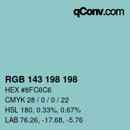 カラーコード: RGB 143 198 198 | qconv.com