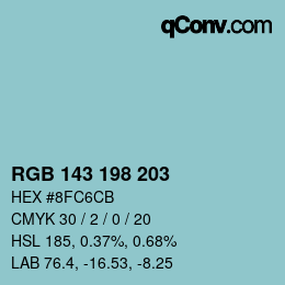 Color code: RGB 143 198 203 | qconv.com