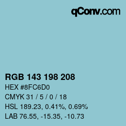 カラーコード: RGB 143 198 208 | qconv.com