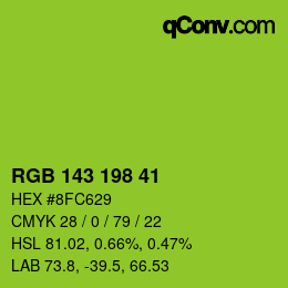 カラーコード: RGB 143 198 41 | qconv.com