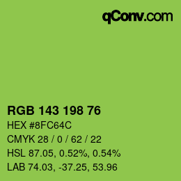 Color code: RGB 143 198 76 | qconv.com