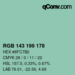 颜色代码: RGB 143 199 178 | qconv.com