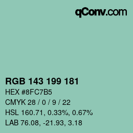 颜色代码: RGB 143 199 181 | qconv.com