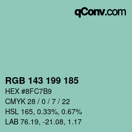 颜色代码: RGB 143 199 185 | qconv.com