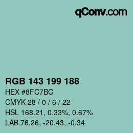 Color code: RGB 143 199 188 | qconv.com