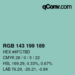 颜色代码: RGB 143 199 189 | qconv.com