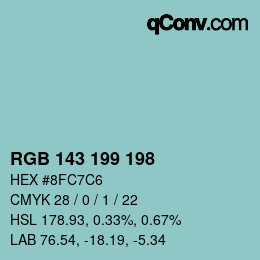 Color code: RGB 143 199 198 | qconv.com