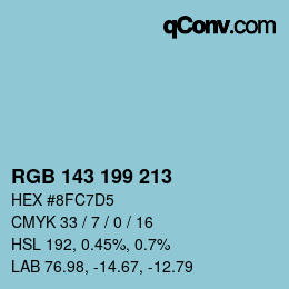 Color code: RGB 143 199 213 | qconv.com