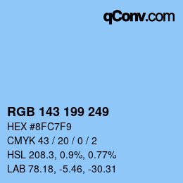 Color code: RGB 143 199 249 | qconv.com