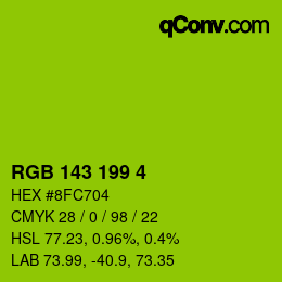 カラーコード: RGB 143 199 4 | qconv.com