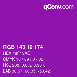 カラーコード: RGB 143 19 174 | qconv.com