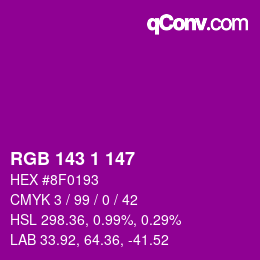 颜色代码: RGB 143 1 147 | qconv.com